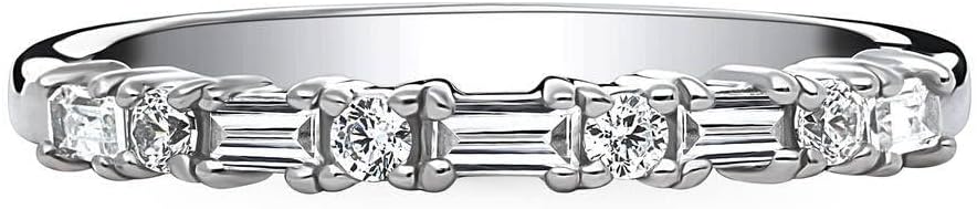 BERRICLE Sterling Silver Art Deco Rings Full/Half Eternity Ring for Women, Cubic Zirconia CZ, 1-2 Piece Set