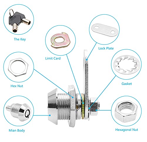 Jiozermi 2 Pack 0.55" (14Mm) Cabinet Cam Lock Set, Drawer Locks, Cylinder Cam Locks With Keyed Alike For Drawer, Cabinet, Mailbox,Tool Box, Rv Door #TOP3