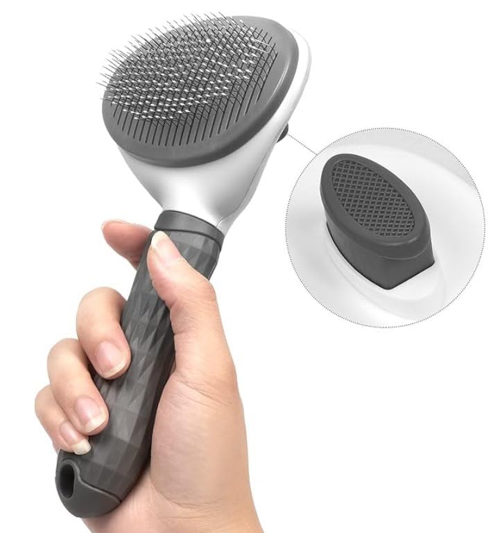 Escova Pet Rasqueadeira Pet 1-Click Tira Pelos Para Cachorro E Gatos 3 Cores (Cinza)