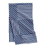 Lacoste Guethary Striped Towel – 100% Cotton, Reversible Modern Geometric Design, Soft & Absorbent, Durable & Lightweight, Machine Washable – Surf Blue, 30