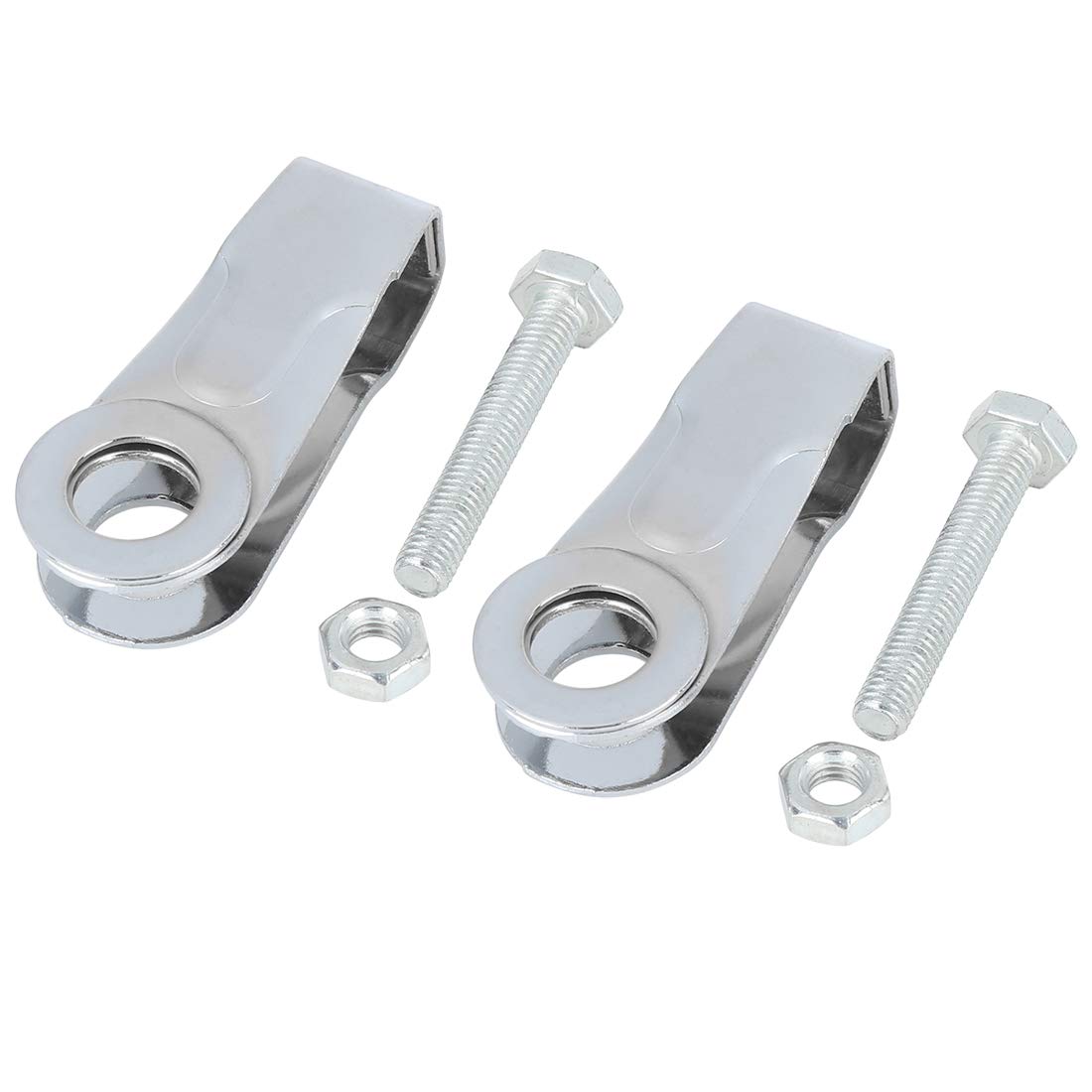 F FIERCE CYCLE Pair 16mm Silver Tone Motorcycle Chain Axle Adjuster Tensioner for Suzuki GS125 GN125