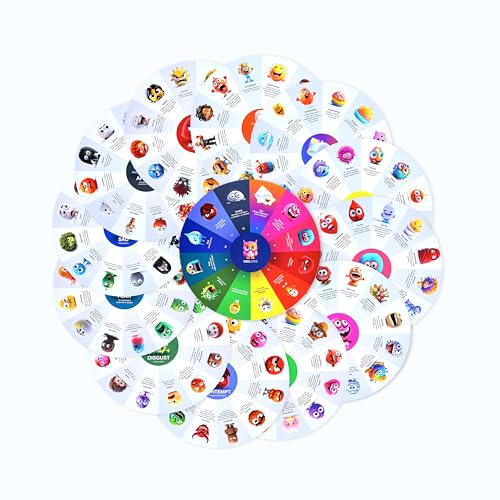 FeelWise Super EQ Kit - For Building Emotional Intelligence - Thirteen 12" Round 2-sided Emotion Wheels w/ Storage Envelope & Instructions - Emotion Learning Games for Kids, Parents, Professionals, Teachers, School Counselor - Screen-Free Activities