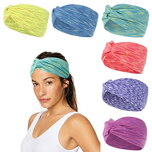 6 Pcs Knotted Headbands for Women Non Slip Head Bands Criss Cross Headwear Extra Wide Hair Bands for Women's Hair Stretchy Elastic Head Wrap Super Soft Hair Accessories Workout Yoga Sports Set of H