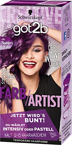 Foto von got2b Farb/Artist 094 Blueberry Lila Stufe 2 (3 x 80 ml), auswaschbare Haarfarbe lässt Haare in knalligen Farben oder in Pastelltönen erstrahlen, Haartönung hält 12-15 Wäschen