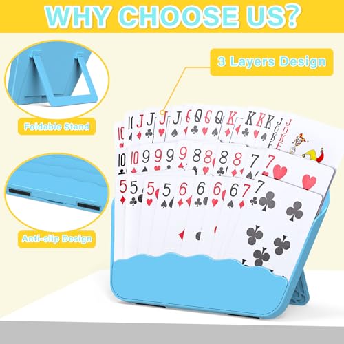 tenyond card holders for playing cards - 4 pack playing card holder wfoldable stand for easy storage and travel games seniors little hand or arthritis hand uno poker for halloween game nigths
