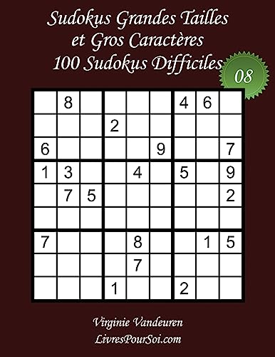Sudokus Grandes Tailles et Gros Caractères - Niveau Difficile - N°8: 100 Sudokus Difficiles - Grands Caractères : 36 points (Sudokus Grandes Tailles - Difficile) (French Edition)