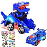 TOYYKANG Transforming Dinosaur Car Toys, with LED Light and Music Automatic Transform Dino Cars Xmas...