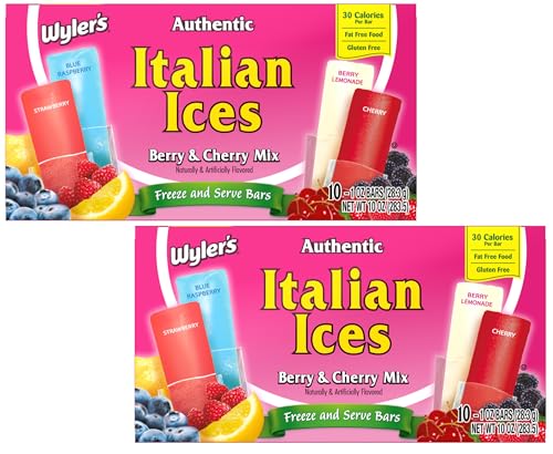 Wyler's Authentic Italian Ices Berry and Cherry Mix - Pack of 2-20 Total Bars - Freeze and Serve...
