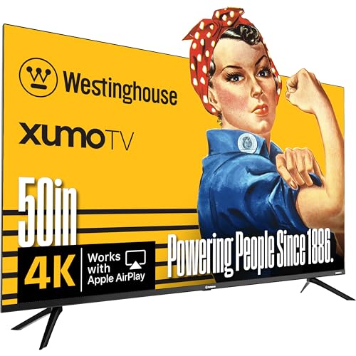 Westinghouse 50-inch Smart TV, 4K UHD Xumo TV w/ HDR10, Voice Remote, Dolby Vision, Dolby Atmos, Edgeless, Flat Screen LED Television w/Bluetooth, Apple AirPlay, Wi-Fi & Mobile Connectivity