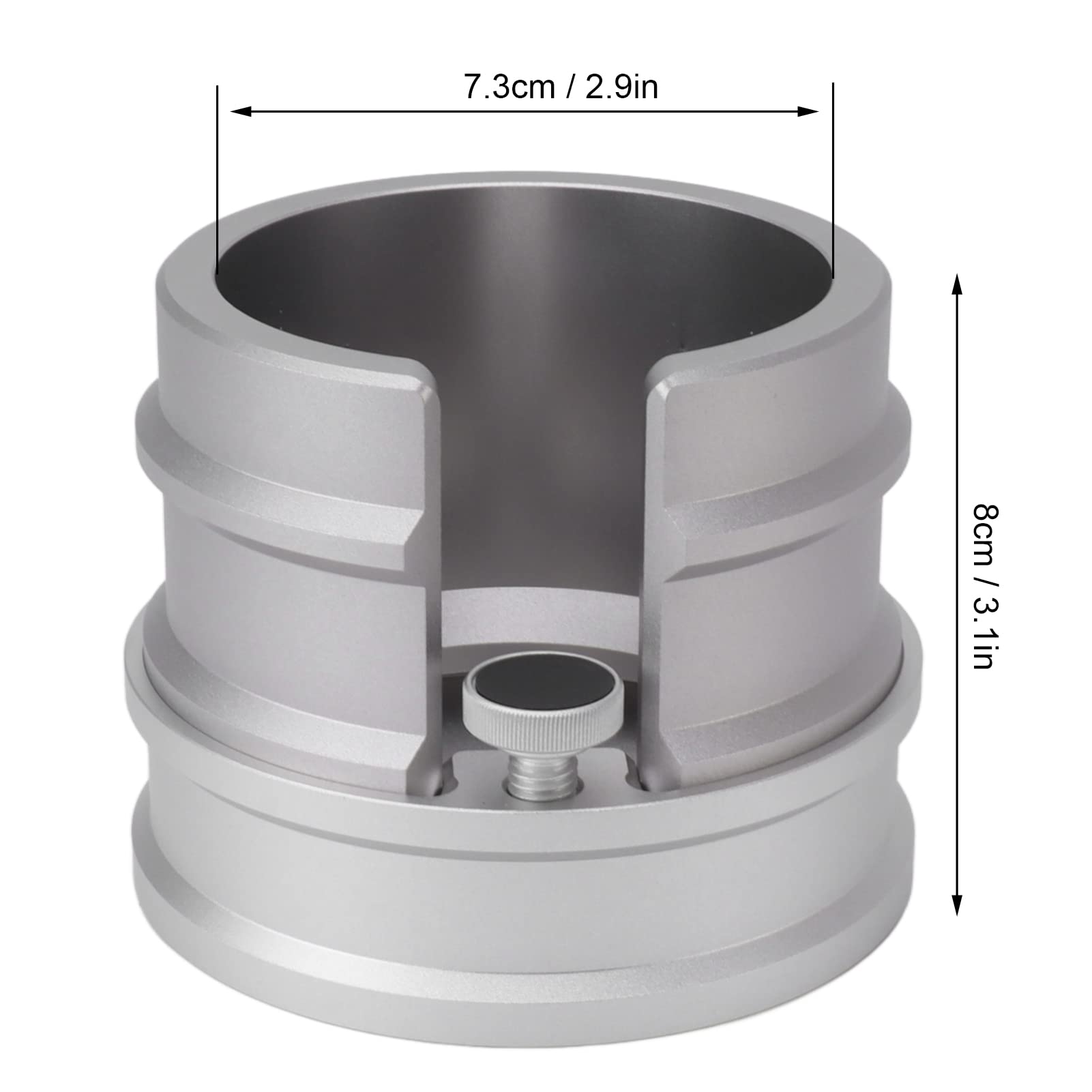 Stacja ubijania kawy i uchwyt na kolbę |Stojak ze stopu aluminium na kolce 51 mm / 53 mm / 58 mm |Solidny organizer na kawę z manometrem (Srebrny)