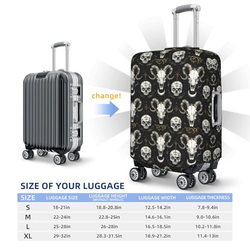 Luggage Cover Protector - Vintage Black Gold Goat Skull Print Suitcase Covers for Luggage Fit 18-21 Inch Suitcase2