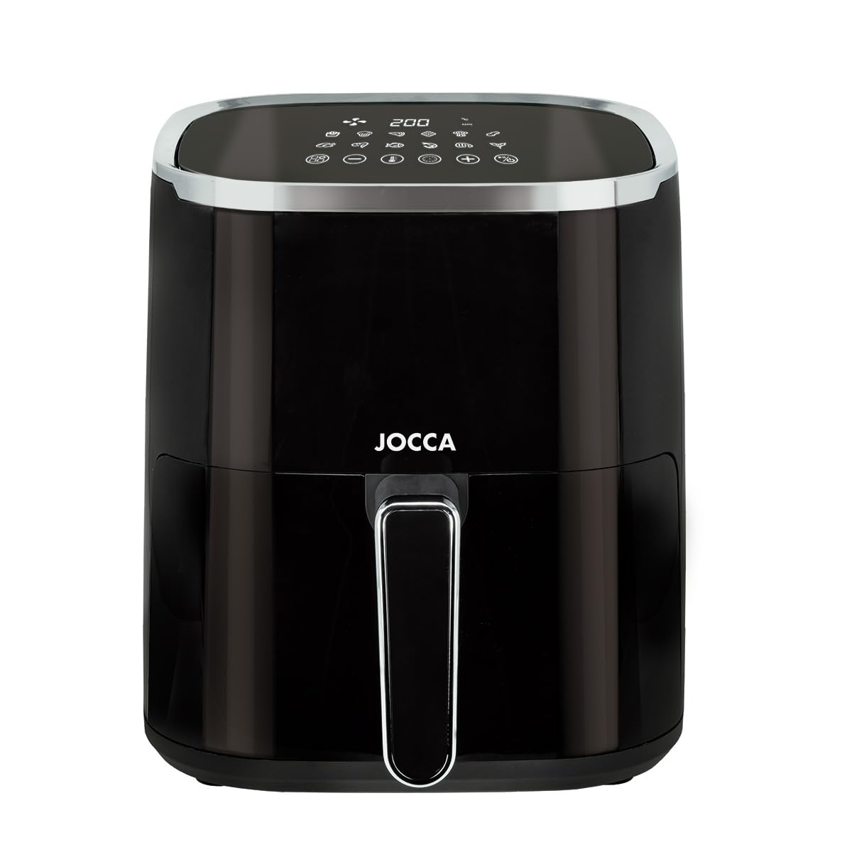 Jocca - Frytownica na gorące powietrze 5L | Frytkownica bezolejowa z oknem | Air Fryer | 1450 W moc | ochrona przed przegrzaniem | ekran dotykowy LED | programy domyślne | czarny