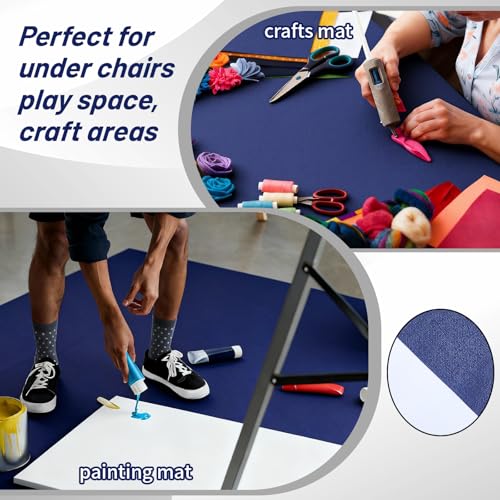 Drydiet tapete extragrande para pintar y manualidades 55x55 pulgadas, alfombra de piso impermeable de PVC antideslizante, protector para pintura en caballete, fácil de limpiar (Azul, Liso) miniatura 6