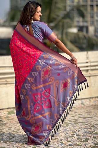 Image of SGF11 Women's Kanjivaram Patola Soft Pure Silk Sarees With Unstitched Blouse Piece