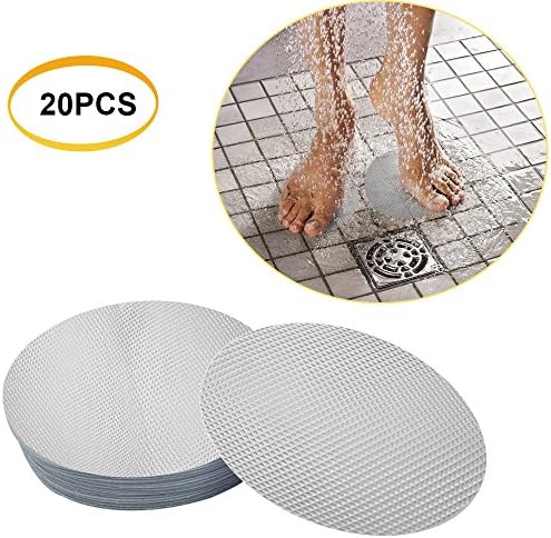 Non-Slip Safety Shower Treads Rubber PEVA10cm Diameter Mat Bathroom Paste Bathtub Round Non-Slip Stickers 20 Pack (Transparent)
