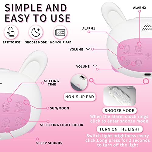 Canyheio Kids Alarm Clock Ok To Wake Clock Sleep Training Clock For Kids With Night Light Sleep Sound Machine And Wake Up Light For Toddlers Boys Girls Bedrooms (White) #TOP5