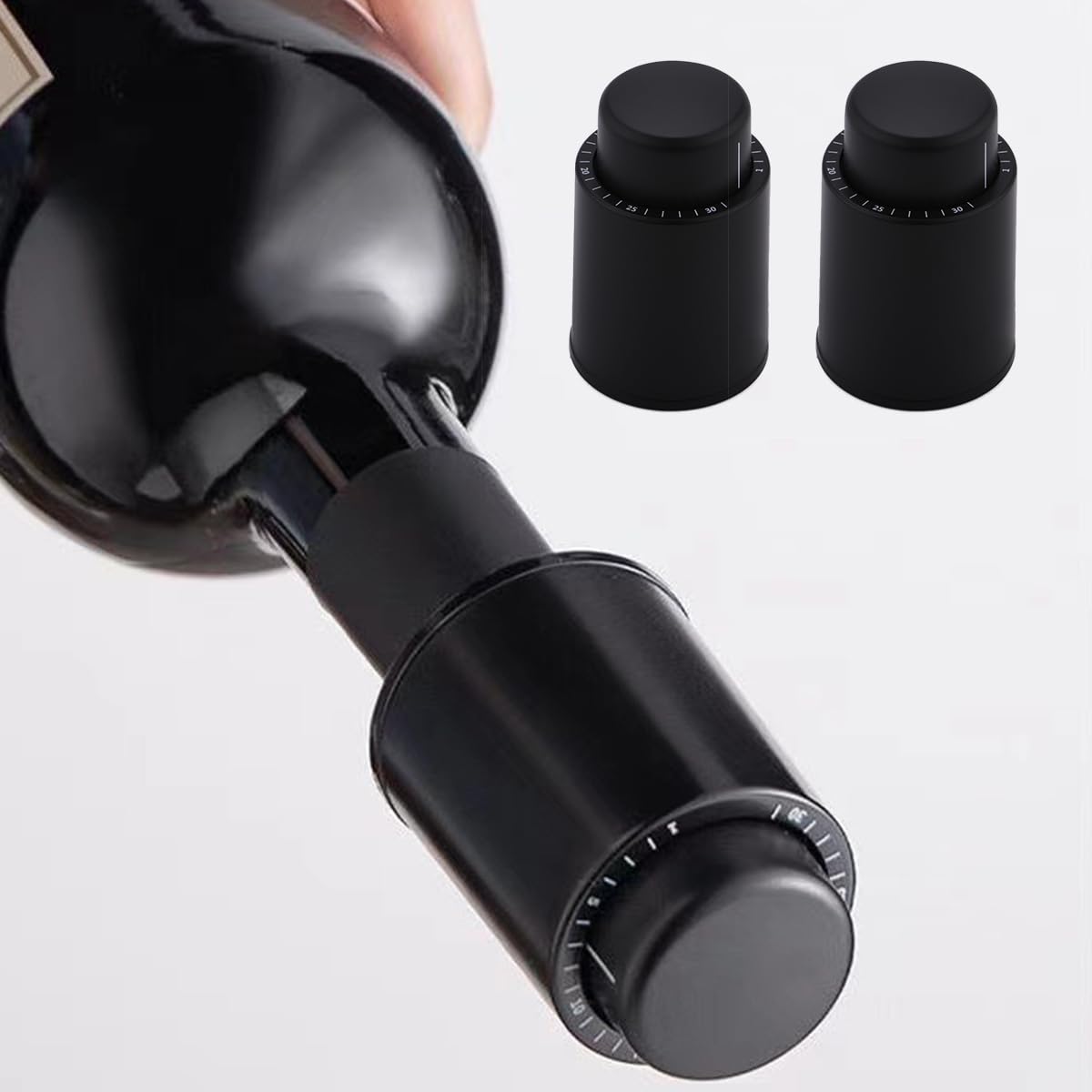 ECVV Wine Bottle Stopper 2 Packs, Reusable Wine Pump Vacuum Stoppers Wine Corks Keep Fresh Wine Preserver Wine Savers Gift for Wine Lovers