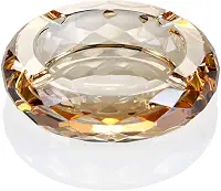 Cinzeiro de vidro de cristal, suporte de cinzeiro para cigarros de charuto, decoração de mesa de escritório, decoração de mesa, cristal dourado