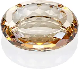 Cinzeiro de vidro de cristal, suporte de cinzeiro para cigarros de charuto, decoração de mesa de escritório, decoração de mesa, cristal dourado