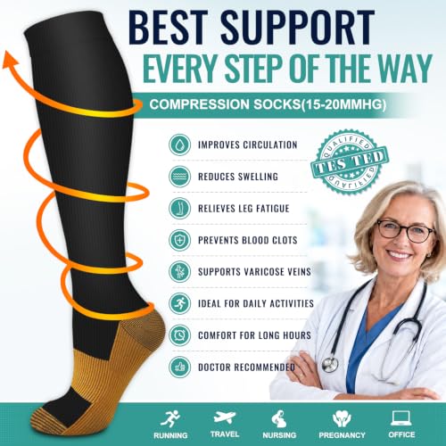 Image of 3 Pack Medical Compression Sock-Compression Sock For Women and Men Circulation -Best for Running,Nursing,Athletic Sports