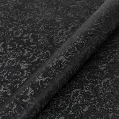 Abyssaly Black Textured Wallpaper Peel and Stick - Vintage Embossed Floral Contact Paper - Waterproof Self Adhesive Removable Vinyl Roll for Wrapping Paper Bathroom Bedroom Shelf Liner 15.7" x 393.7"