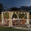 StarEcho 10×12 Wooden Hardtop GazeboWood Heavy Duty Solid Cedar Gazebos Whit Mosquito Netting and Waterproof CurtainsOutdoor Metal Canopy for Backyard Yardistry Deck Patio Grey