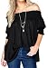 Relipop Women's Fashion Off Shoulder Tops Haft Sleeve Blouses Causal T-shirts (Medium, Black)
