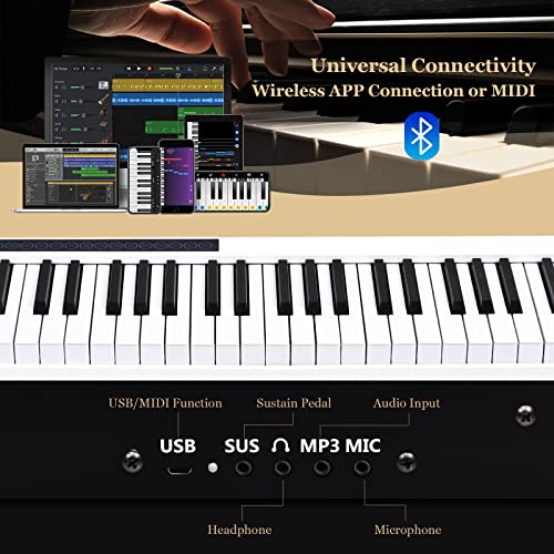 Costzon 88-Key Portable Keyboard Piano, Electric Keyboard Digital Piano W/Full Size Semi Weighted Keys, Usb/Midi Keyboard, Sustain Pedal, Power Supply & Carrying Case For Beginners Adults Kids, White #TOP2