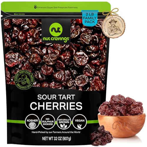 NUT CRAVINGS - Dried Sour Tart Cherries (32oz, 2 LB) Lightly Sweetened