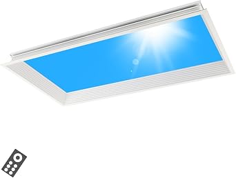 Natural Daylight Blue Sky Light, Artificial Skylight Ceiling Lamp with Remote Control, Recessed Installation, Adjustable Color Temperature, Simulate Daylight Rhythms, for Rooms300x1200mm [Energy Class A+]