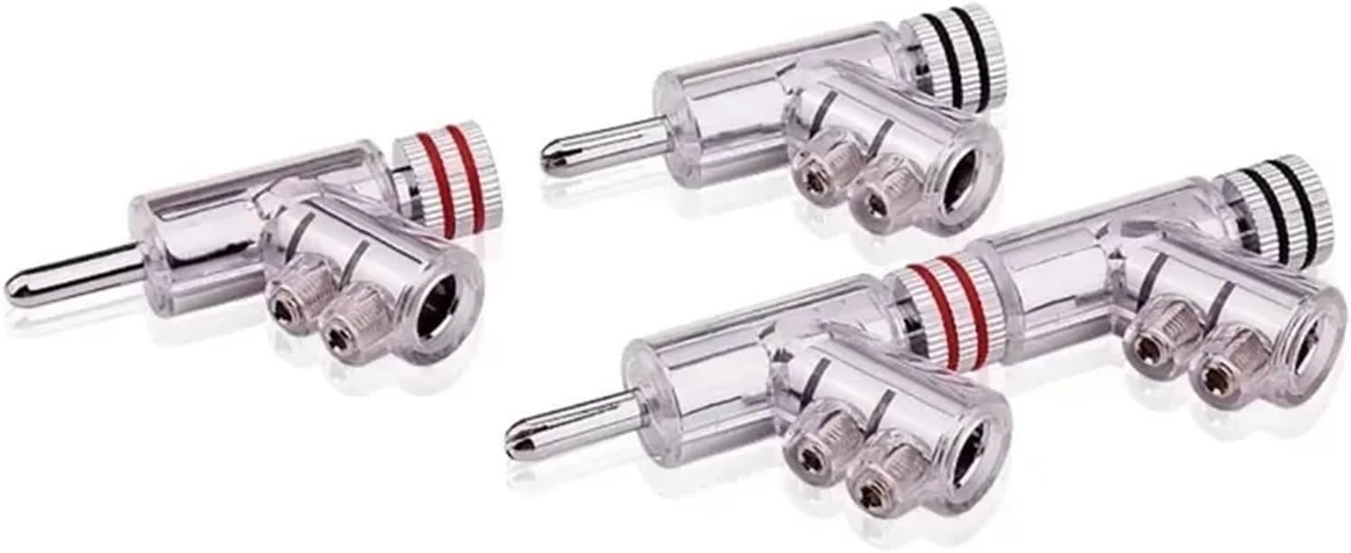 Self Locking Banana Copper for 4mm Head Speaker Terminal Connector Audio Amplifier Y-Shaped Gold Silver(5 Pairs,Silver)