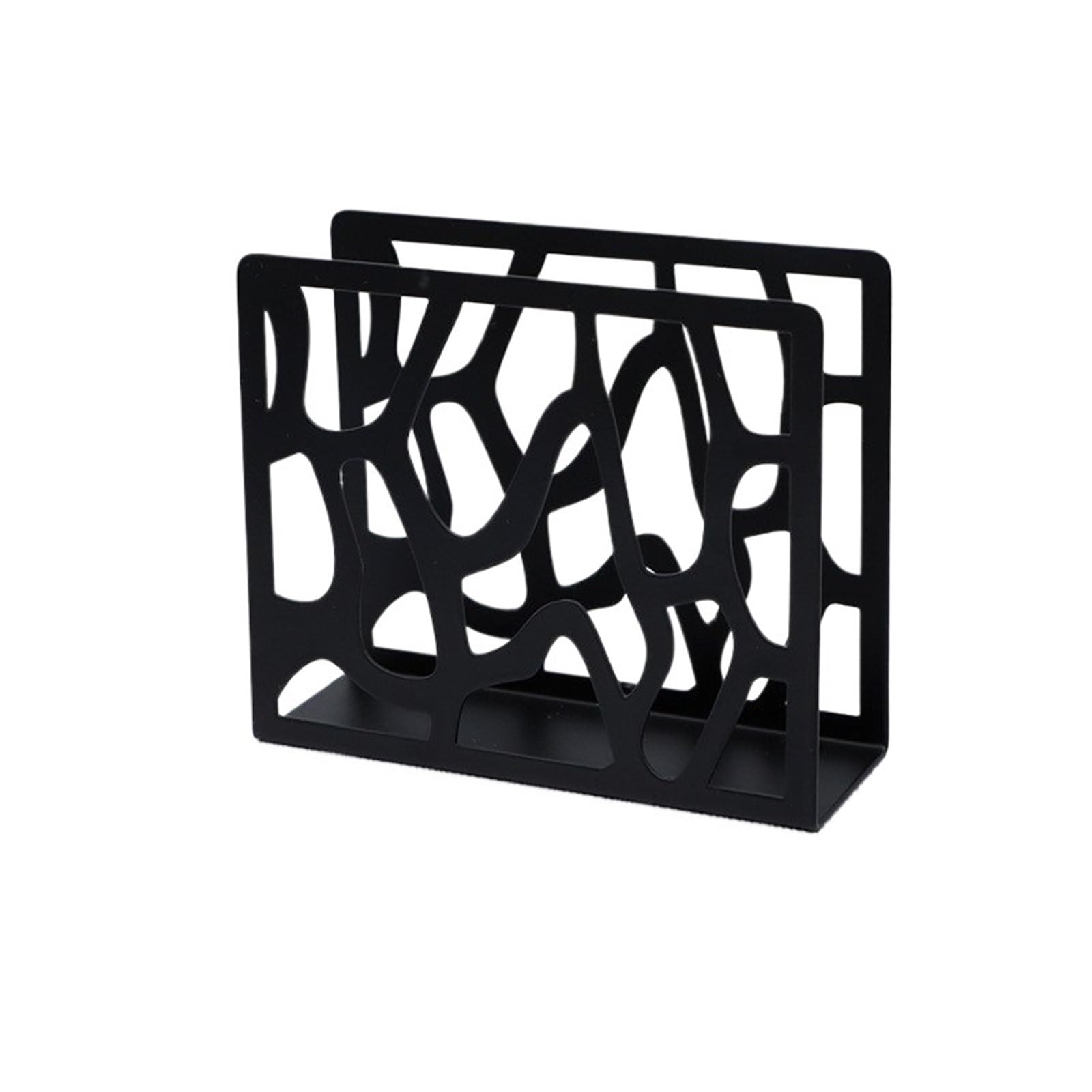 Napkin Holder Black Creative Premium Napkin Holder, Openwork Design, Iron Metal Tissue for Hotels and Restaurants(Black-04)