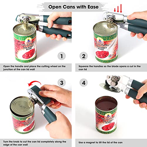 Can Opener Manual, Can Opener With Magnet, Hand Can Opener With Sharp Blade Smooth Edge, Handheld Can Openers With Big Effort-Saving Knob, Can Opener With Multifunctional Bottles Opener #TOP3