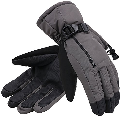 ANDORRA Ski Gloves Men Winter Waterproof Gloves Men Snow Skis Gloves, L, Grey