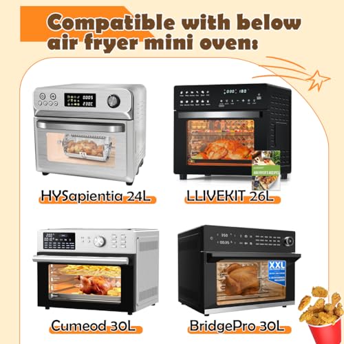 BYKITCHEN Air Fryer Oven Accessories, Stainless Steel Rotisserie Basket for Large Air Fryer, Rolling Grill Basket, Compatible for Most 24L 26L 30L Mini Oven with Rotisserie