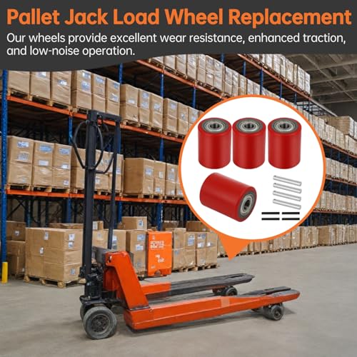 Homaisson 2 Pair Pallet Jack Load Wheels, Manual Pallet Jack Truck Wheels 3” x 3.75” with Bearings ID 20mm, Pallet Jack and Lift Truck Rear Wheel Replacement(2 Pair)
