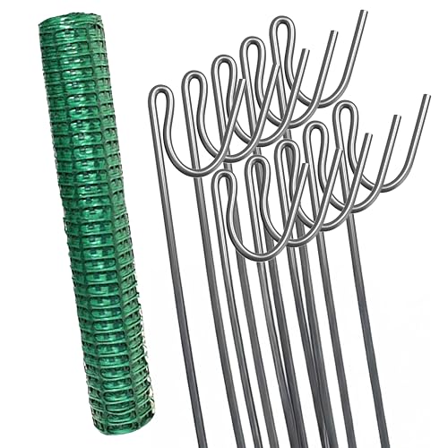 Barrier Fencing 1m x 25m Galvanised Steel Fence Pins x 10, Temporary Garden Fence Screening, Dog Enclosure, Garden Netting, Chicken Run Outdoor Plastic Netting, Dog Barrier, Fencing Pins WBF02 + WFP04