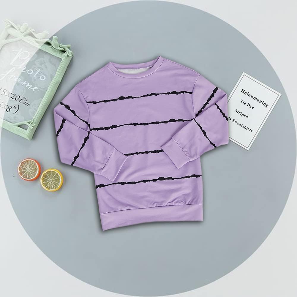 Haloumoning Sudadera Niña Rayas Cuello Redondo Niños Jersey Casual Manga Larga Tops