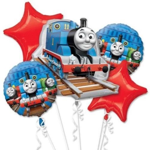 Thomas the Train Balloon Birthday Party Favor Supplies 5ct Foil Balloon Bouquet