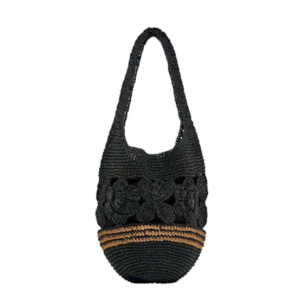 GERRIT Handgefertigte Schultertasche mit Haken, Stroh, gewebt, künstlerische Handtasche, Vintage, Sommer, Frühling, Strandtasche, Urlaub/177