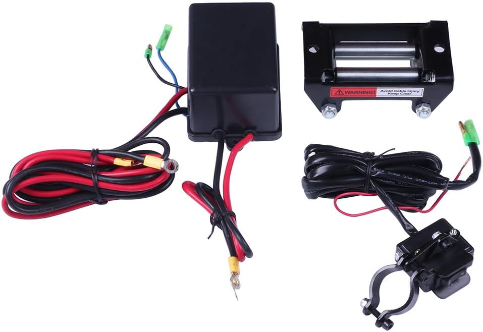 Control box, roller fairlead, and switch assembly components of the winch.