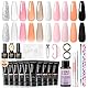 PEACECOLOR Poly Nagel Starter Set Poly Nail Extension Gel Kit, 10 Farben 16ml Nagelverlängerung Gel mit Base und Top Coat Matte Slip Solution, Poly Nägel Set Nail Art Kit Maniküre