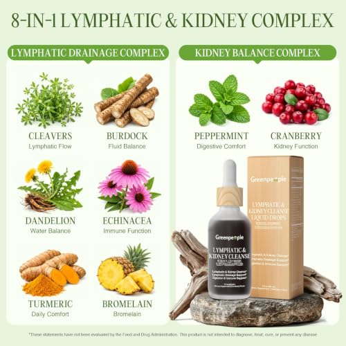 GREENPEOPLE Lymphatic Drainage & Kidney Cleanse & Detox Drops, 60ml(2 Pack) | Lymphatic Drainage Supplements with Cleavers, Echinacea & Dandelion for Fluid Balance, Daily Cleanse, Immune & Lymph Support - image 4