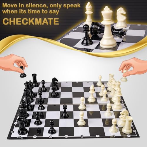Image of Ratna's Legend Magnetic Chess Jumbo Size Foldable Magnetic Chess Board Set with Magnetic Pieces Having Storage Case for Each Piece, Board Games for Kids and Adults (16.5x16.5 Inches)