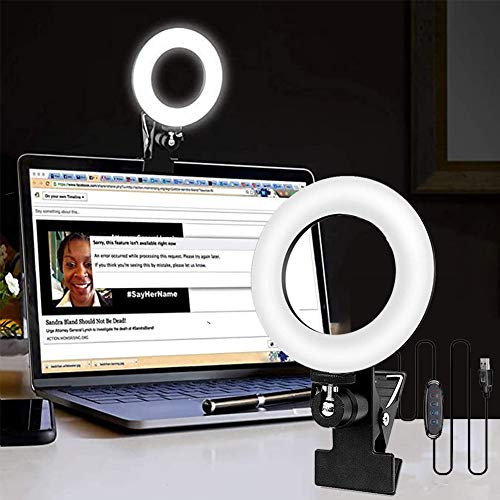 6inch Ring Light Video Conference Lighting Kit Dimmable Led Ring Lights Clip on Laptop Monitor Zoom Lighting for Computer MacBook Lamp for Remote Working/Self Broadcasting/Live Streaming/Learning