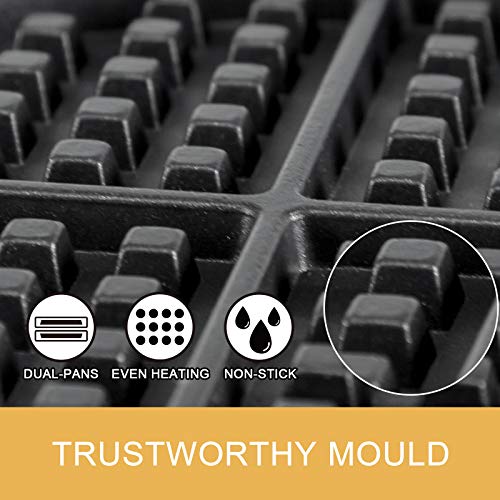 Vbenlem Commercial Round Waffle Maker Nonstick 1100W Stainless Steel 110V Temperature And Time Control, Suitable For Restaurant Bakeries Snack Bar Family, Non-Rotated #TOP3