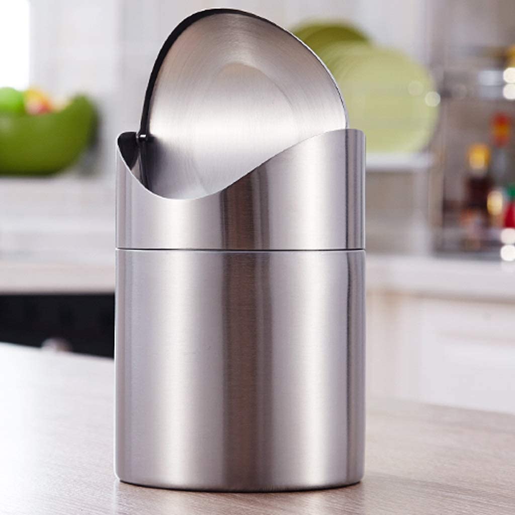 Mülleimer Badezimmer-Mülleimer, Schaukeltyp, Haushalt, Runder Edelstahl-Flip-Mülleimer, Schlafzimmer Mit Abdeckung Abfall & Recycling Küche