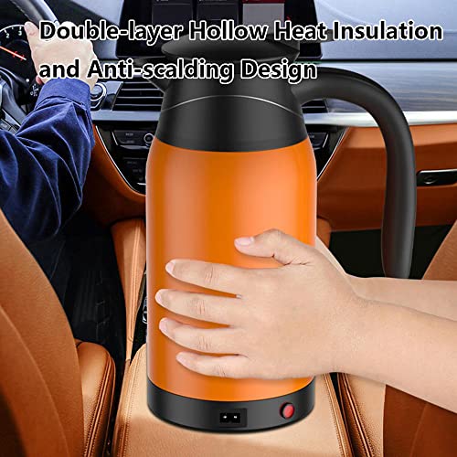 TOTMOX 24V Auto Wasserkocher 304 Edelstahl tragbare digitale Anzeige kochendes Wasser Tasse Doppelschicht hohl isoliert, orange
