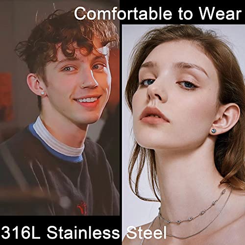 Siispri 4 Pairs Magnetic Stud Earrings For Men Stainless Steel Magnetic Earrings Men Clip On Earrings Non Piercing Earrings Unisex Cz Magnetic Earrings For Men 6Mm (4 Pairs Rainbow) #TOP5