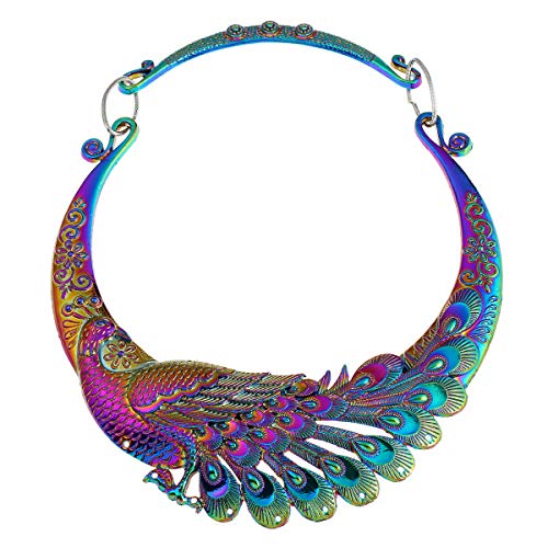 Retro Vintage Ethnic Carved Peacock Chunky Bib Collar Choker Necklace For Women Indian Exaggerated Jewelry Collared Vintage Necklace #TOP3